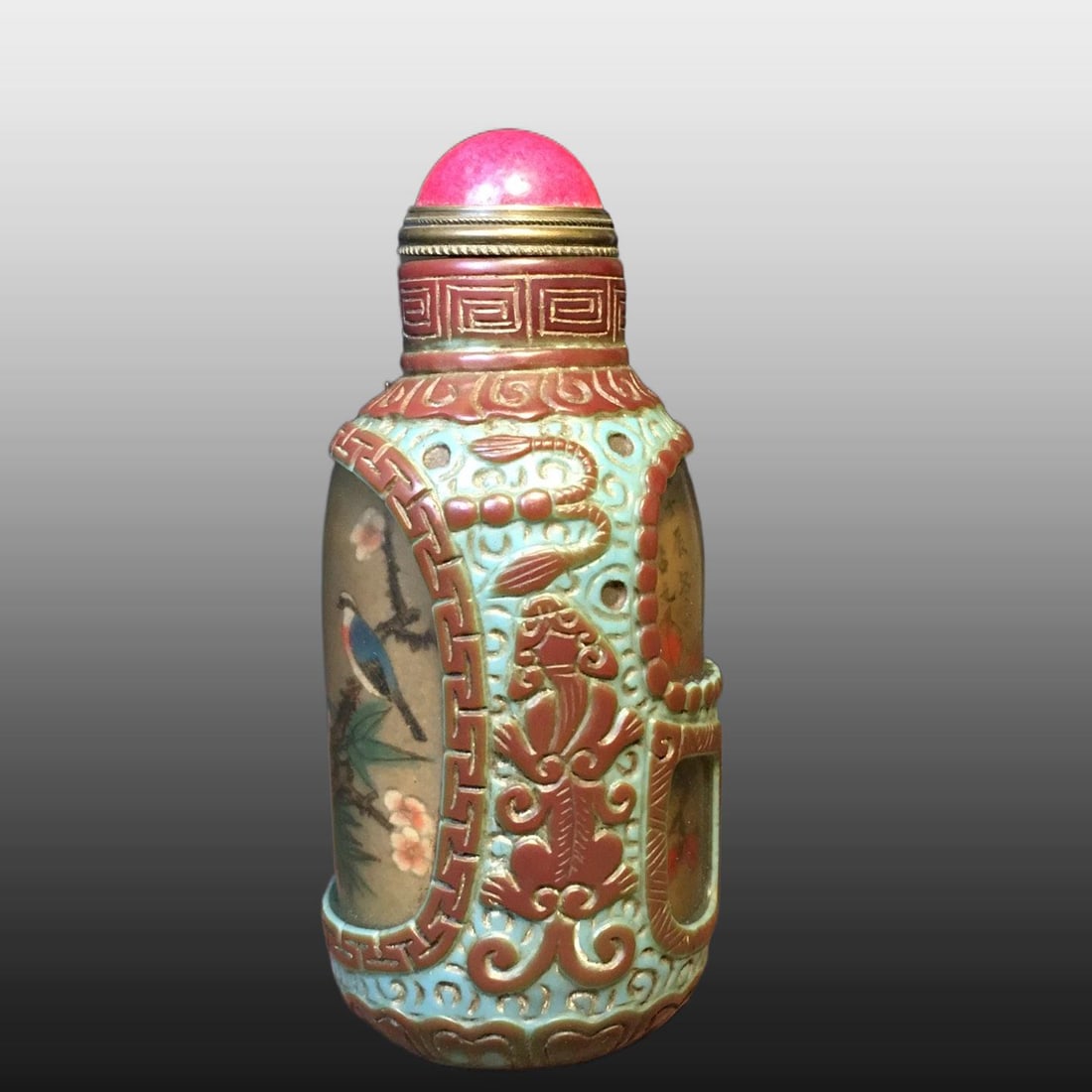 A Exquisite Colored glaze Flower and Bird Pattern Snuff Bottle - 2