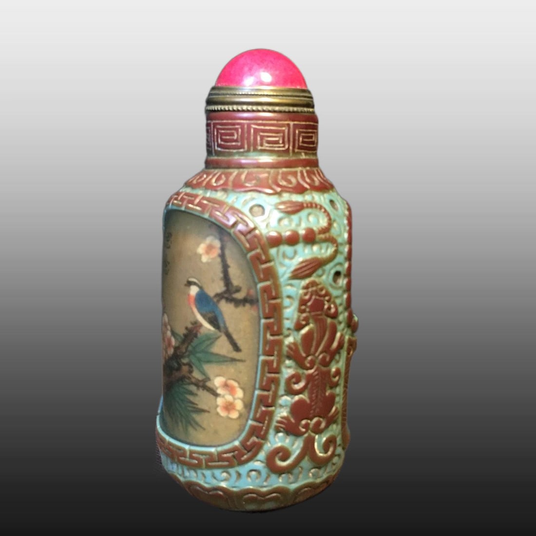 A Exquisite Colored glaze Flower and Bird Pattern Snuff Bottle - 5