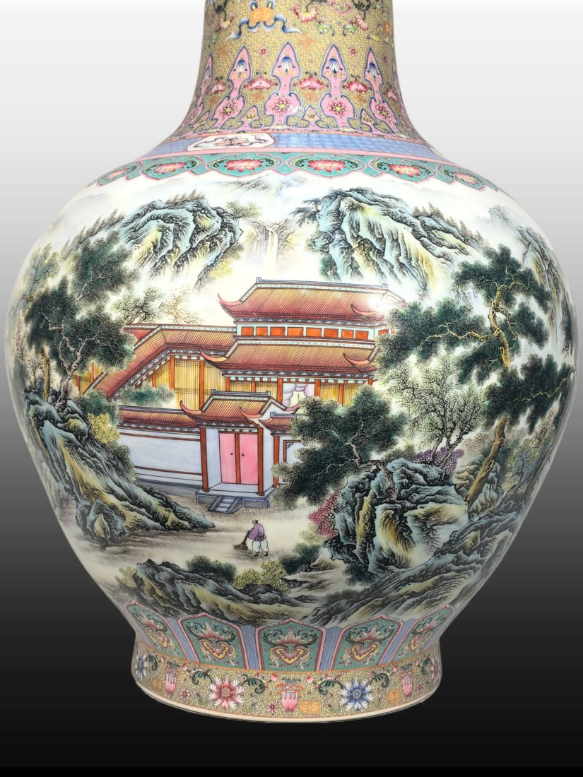 A Exquisite Enamel Landscape Pattern Vase - 2