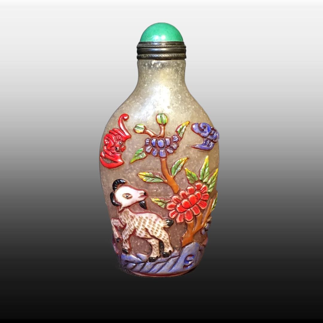A Exquisite Colored glaze Sheep Pattern Snuff Bottle - 2