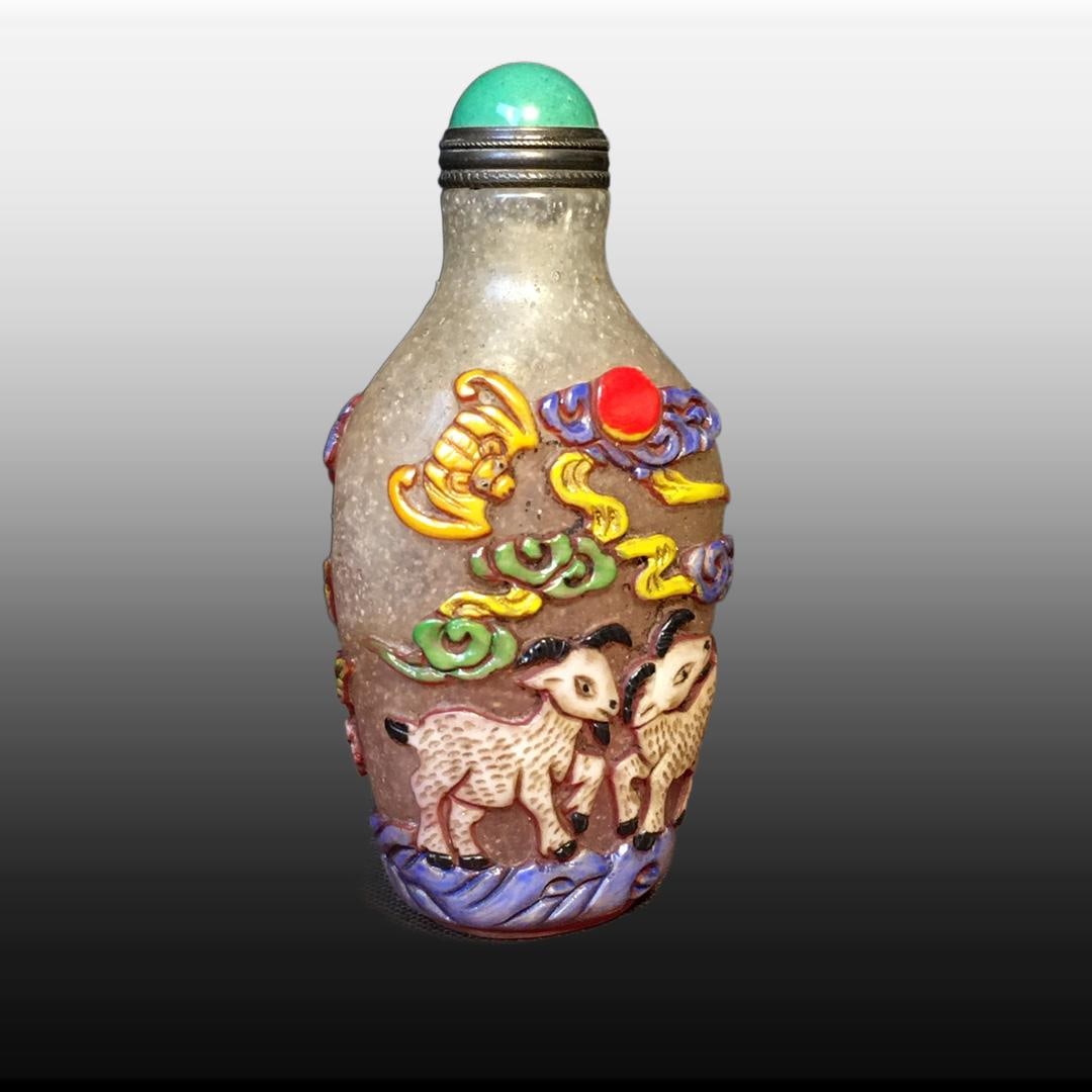 A Exquisite Colored glaze Sheep Pattern Snuff Bottle - 3