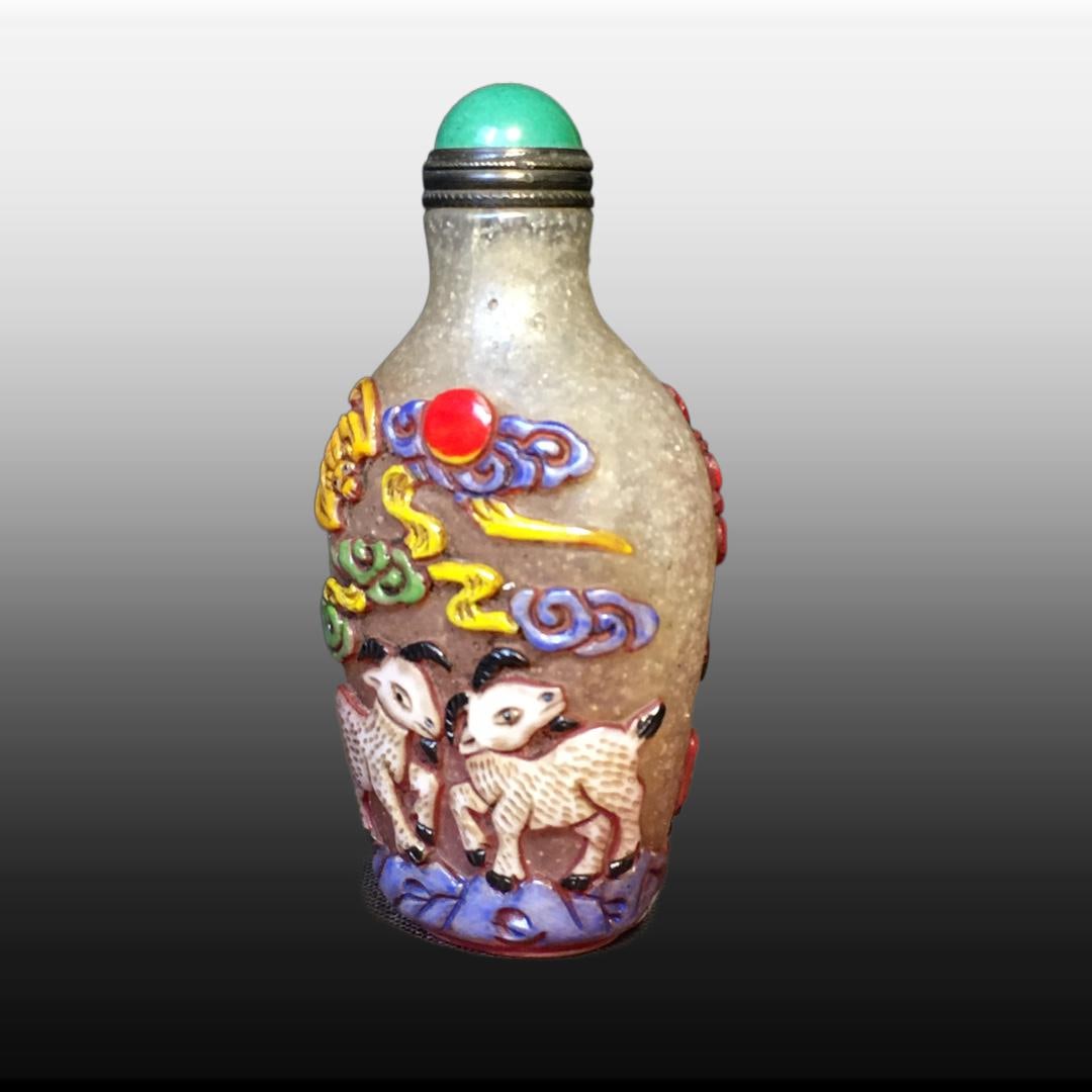 A Exquisite Colored glaze Sheep Pattern Snuff Bottle - 4
