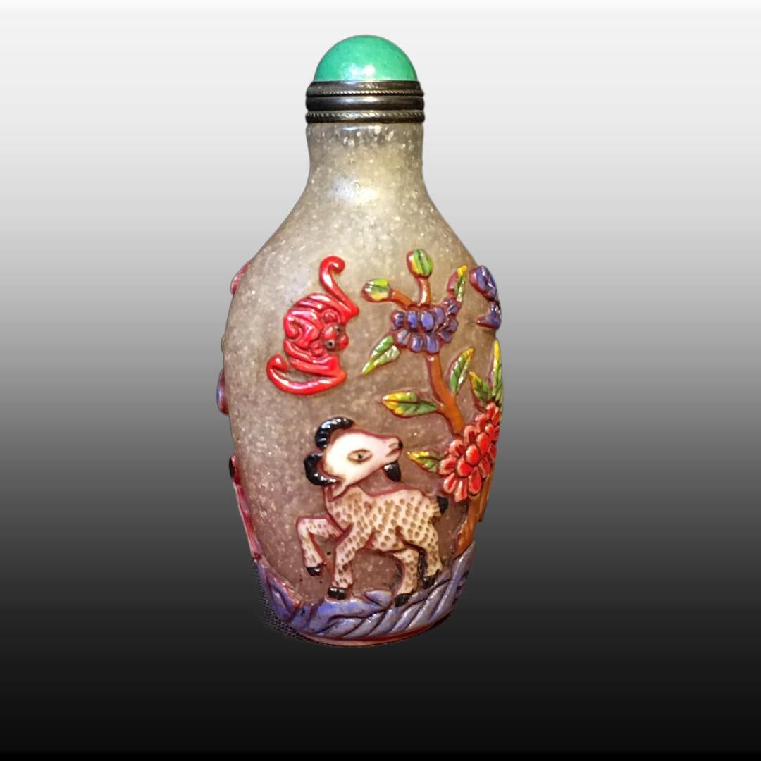 A Exquisite Colored glaze Sheep Pattern Snuff Bottle - 5