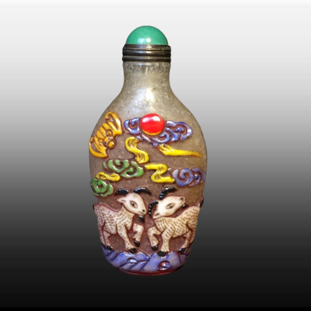 A Exquisite Colored glaze Sheep Pattern Snuff Bottle - 7