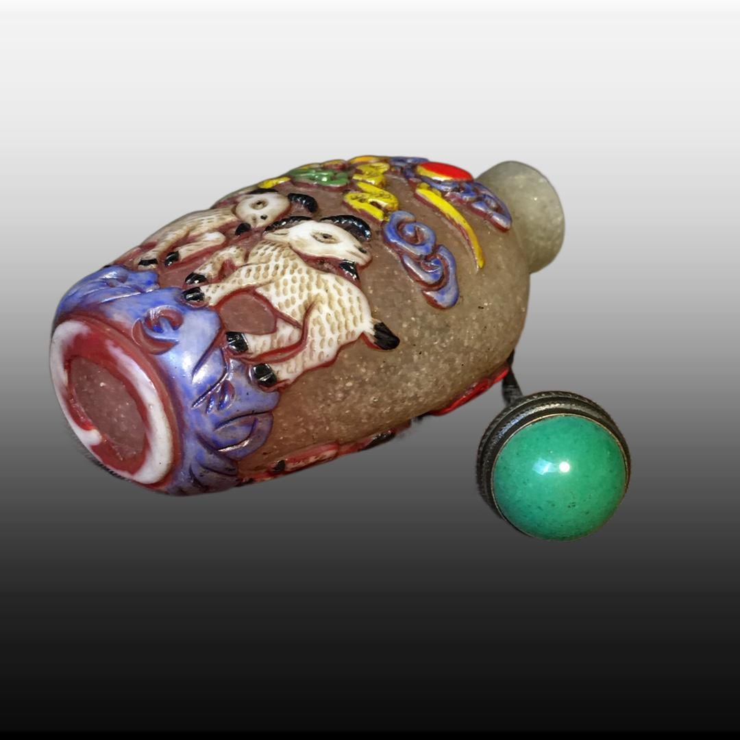 A Exquisite Colored glaze Sheep Pattern Snuff Bottle - 9