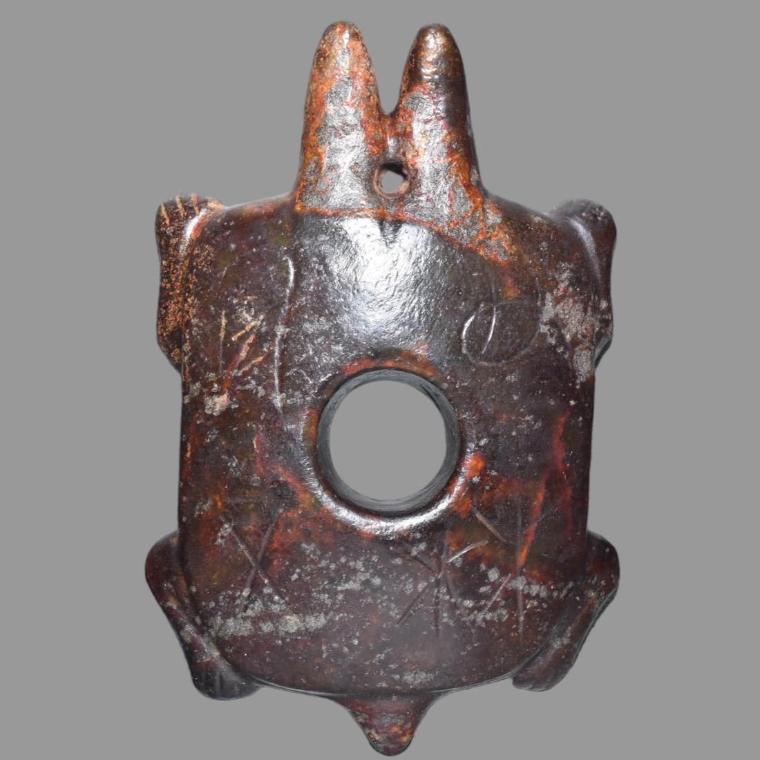 A Exquisite Hemoyu Turtle Ornament: A Exquisite Hemoyu Turtle Ornament,Ancient Time, China,Size:6.1inx4.1in,Weight:470g 河磨玉龟摆件,远古时期