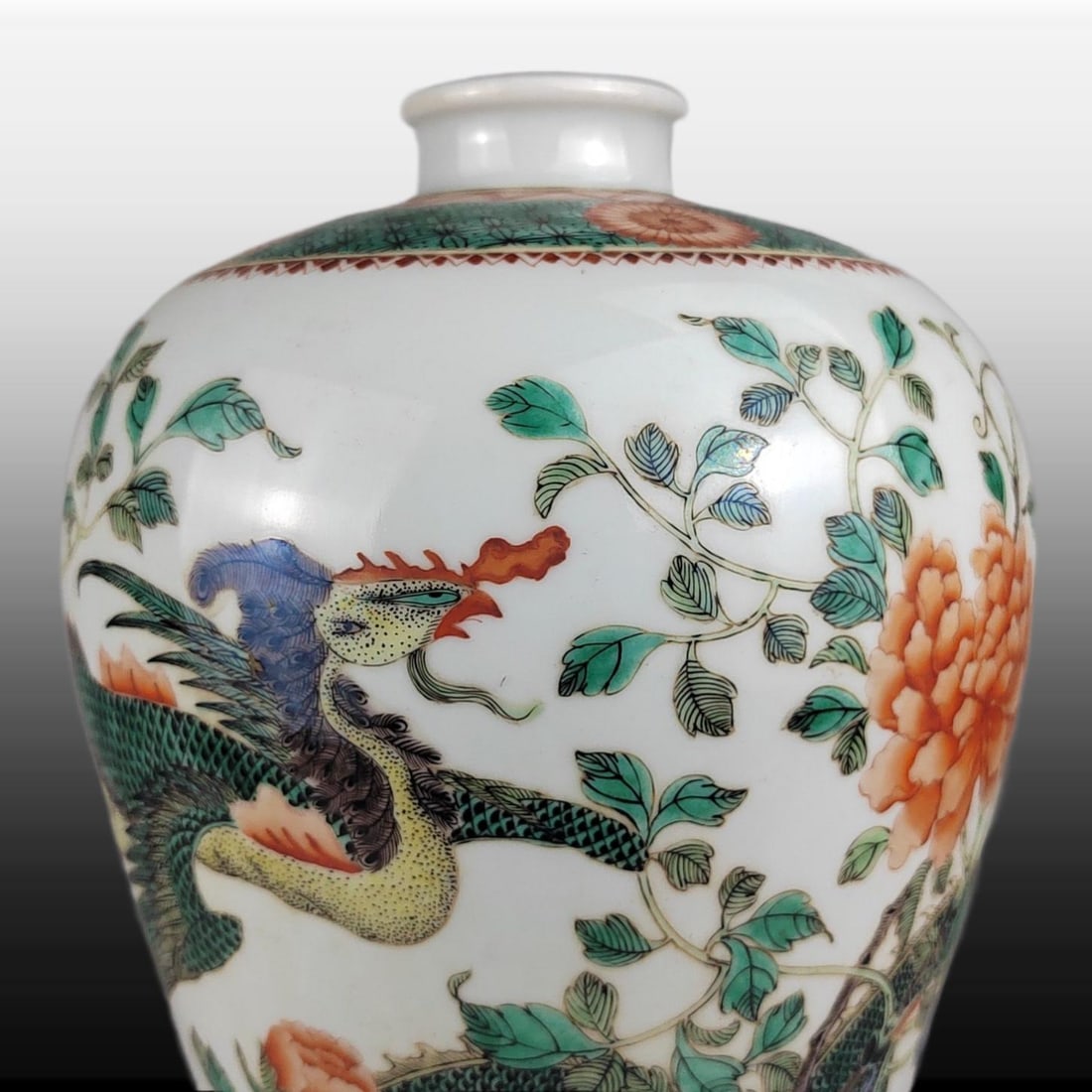 Wucai Dragon and Phoenix Pattern Vase - 7