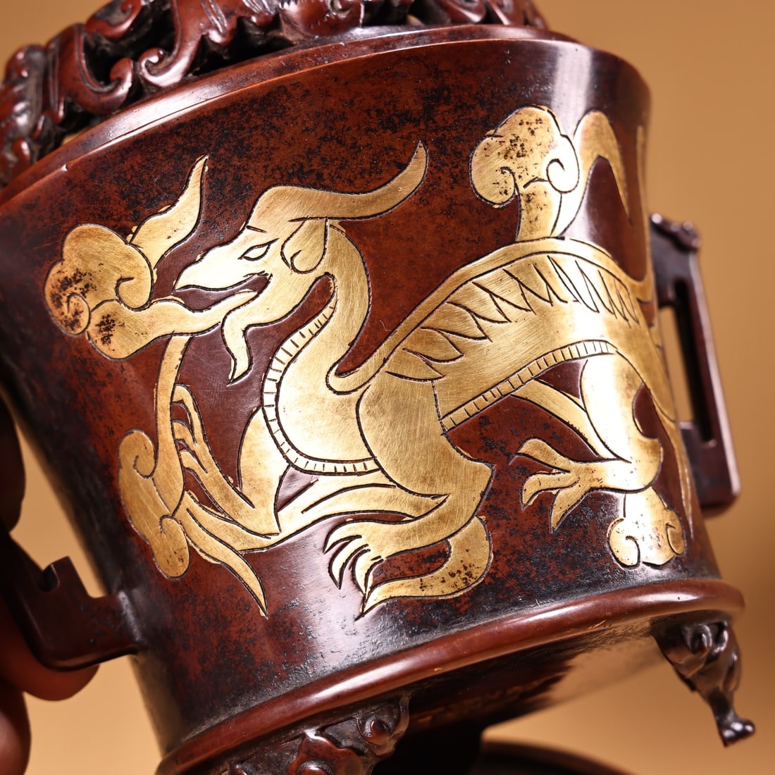 A Exquisite Gilt Bronze Dragon Pattern Censer - 10