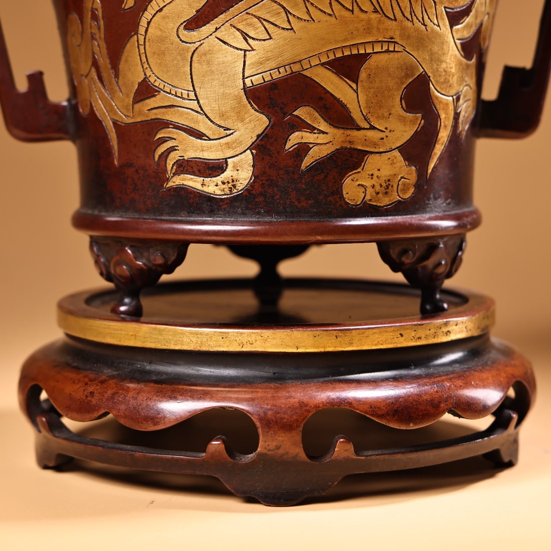 A Exquisite Gilt Bronze Dragon Pattern Censer - 11