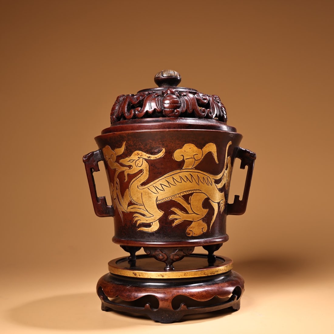 A Exquisite Gilt Bronze Dragon Pattern Censer - 3