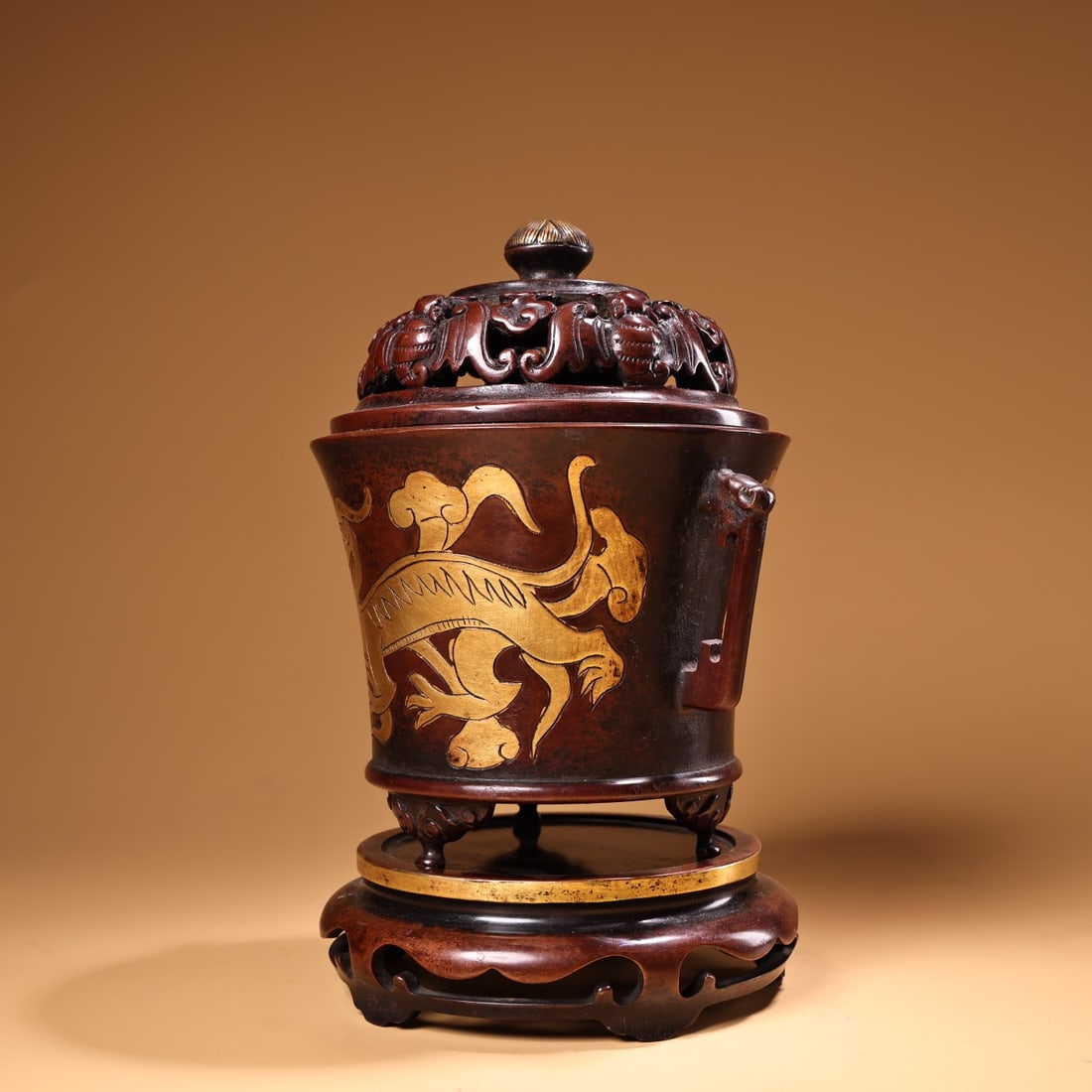 A Exquisite Gilt Bronze Dragon Pattern Censer - 4