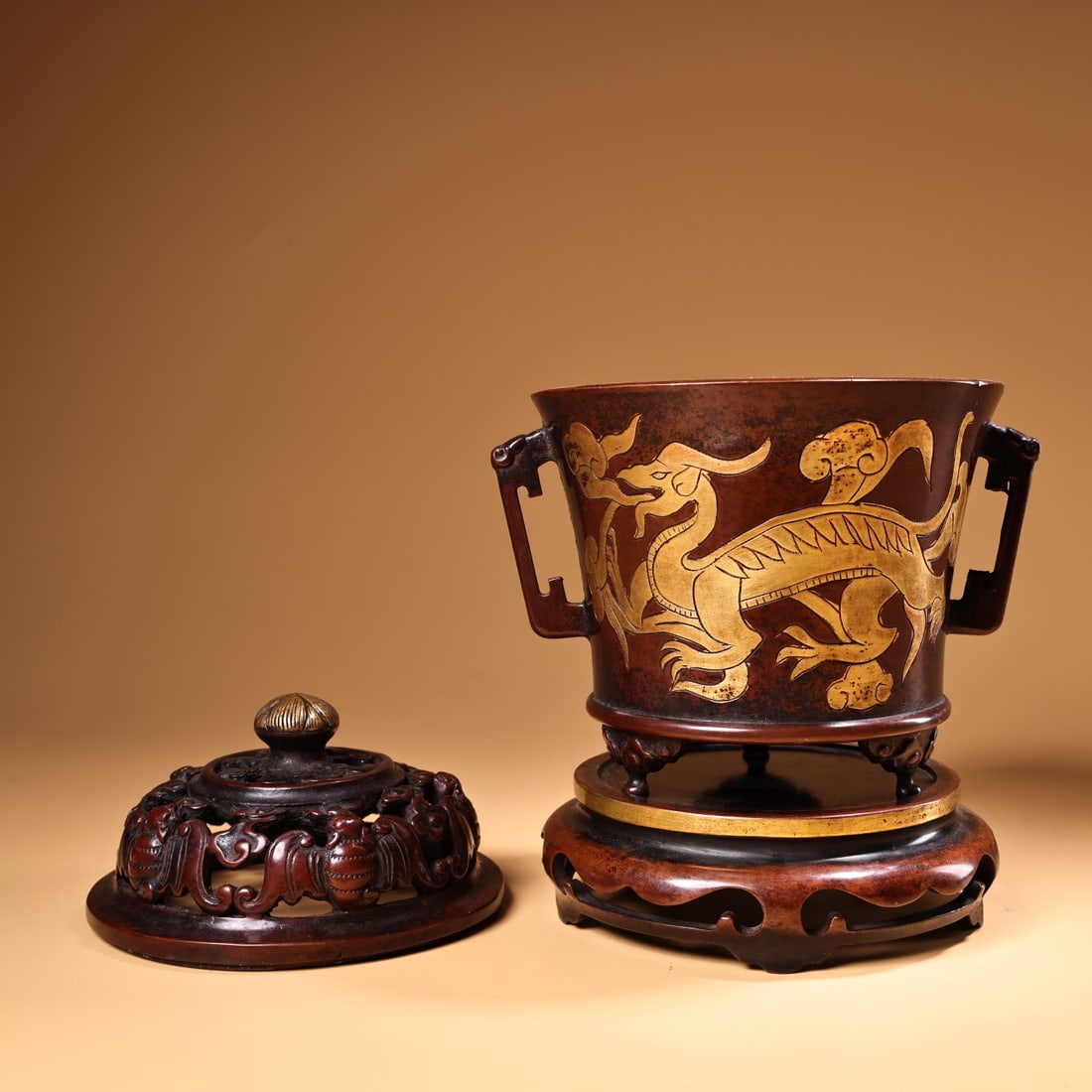 A Exquisite Gilt Bronze Dragon Pattern Censer - 6