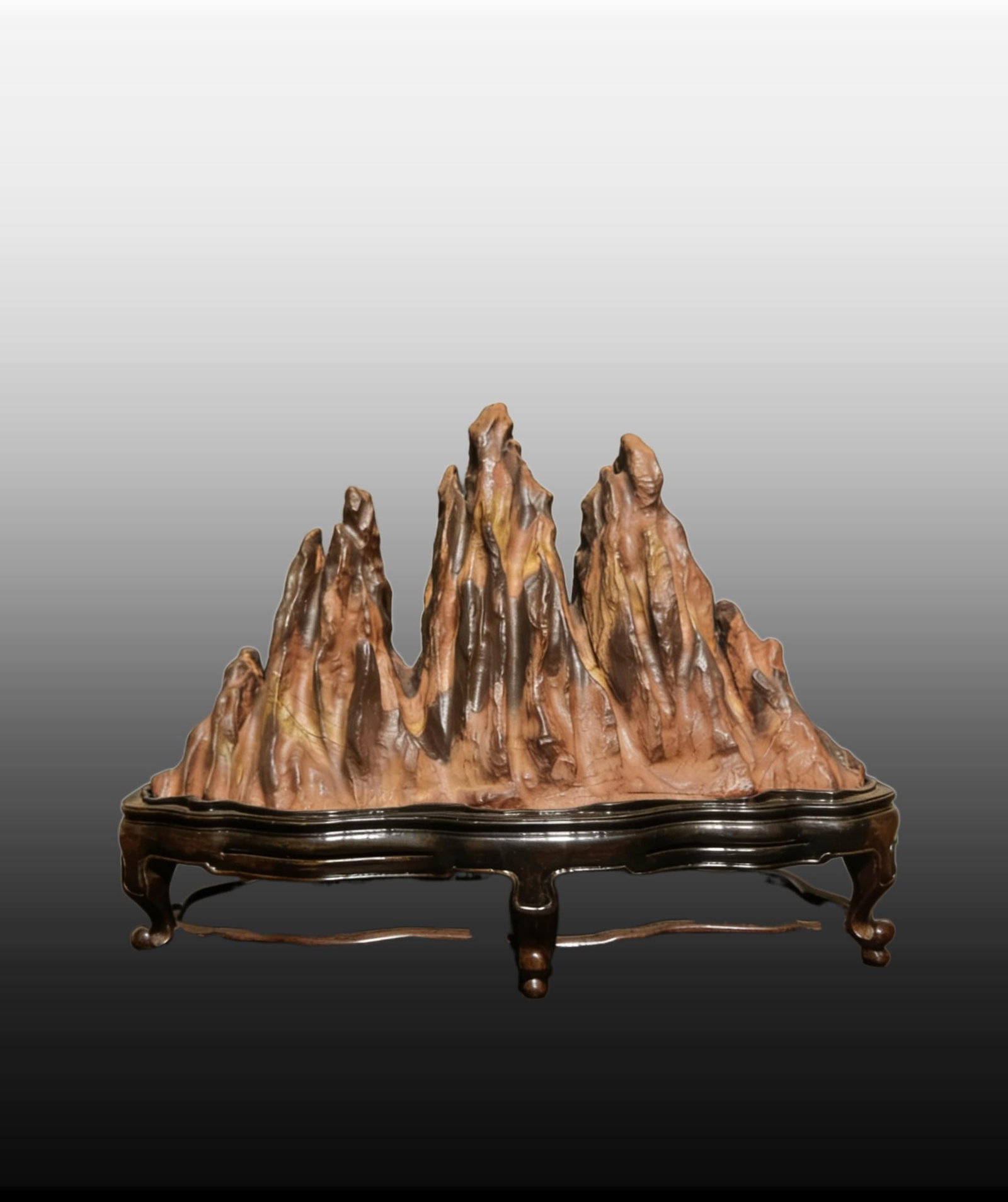A Exquisite Lingbi Stone Mountain Ornament: A Exquisite Lingbi Stone Mountain Ornament,Qing Dynasty, China,Size:21.7inx9.4inx16.9in,Weight:26500g 灵璧石山形摆件,中国清代