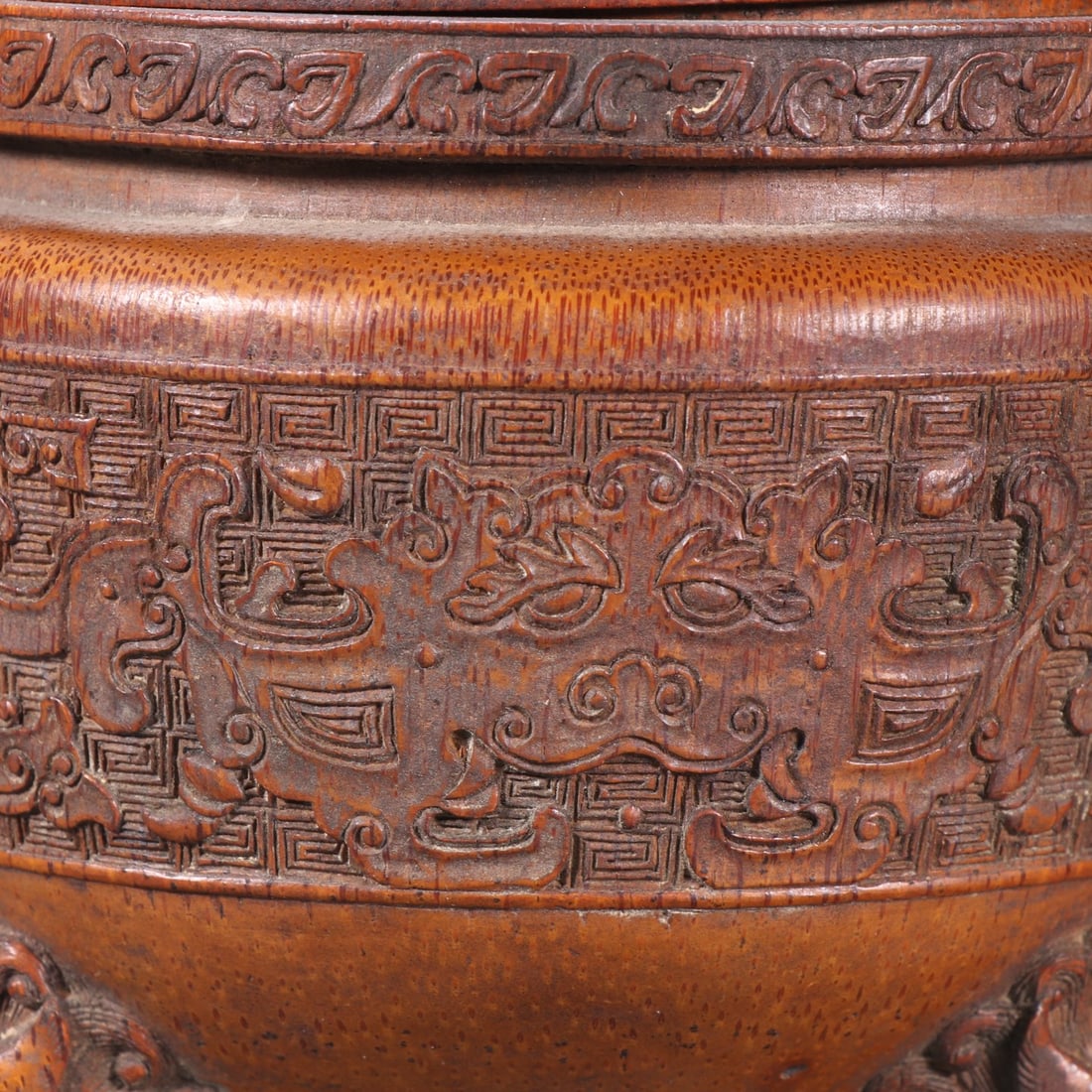 A Exquisite Bamboo Beast-Face Pattern Dragon-Ears Censer - 2