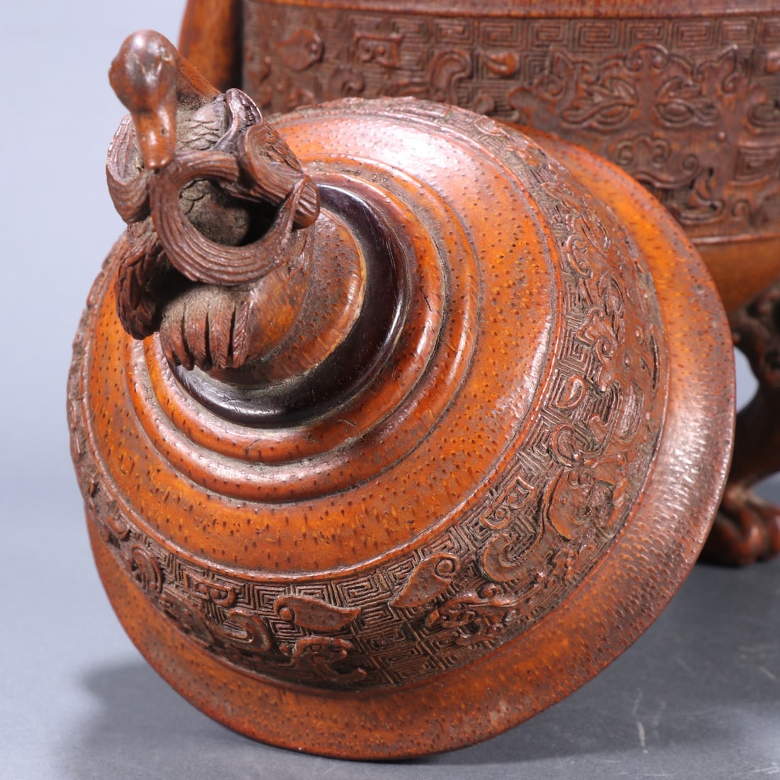 A Exquisite Bamboo Beast-Face Pattern Dragon-Ears Censer - 3