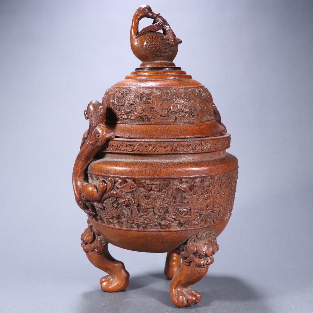 A Exquisite Bamboo Beast-Face Pattern Dragon-Ears Censer - 5