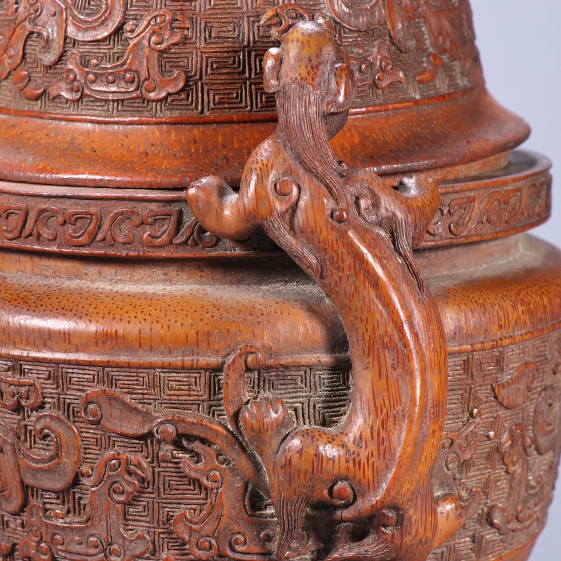 A Exquisite Bamboo Beast-Face Pattern Dragon-Ears Censer - 7