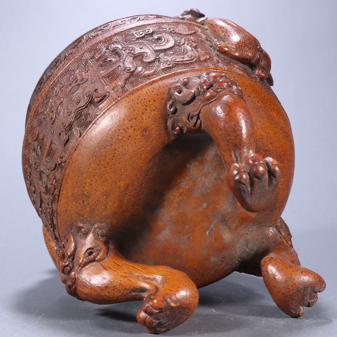 A Exquisite Bamboo Beast-Face Pattern Dragon-Ears Censer - 9