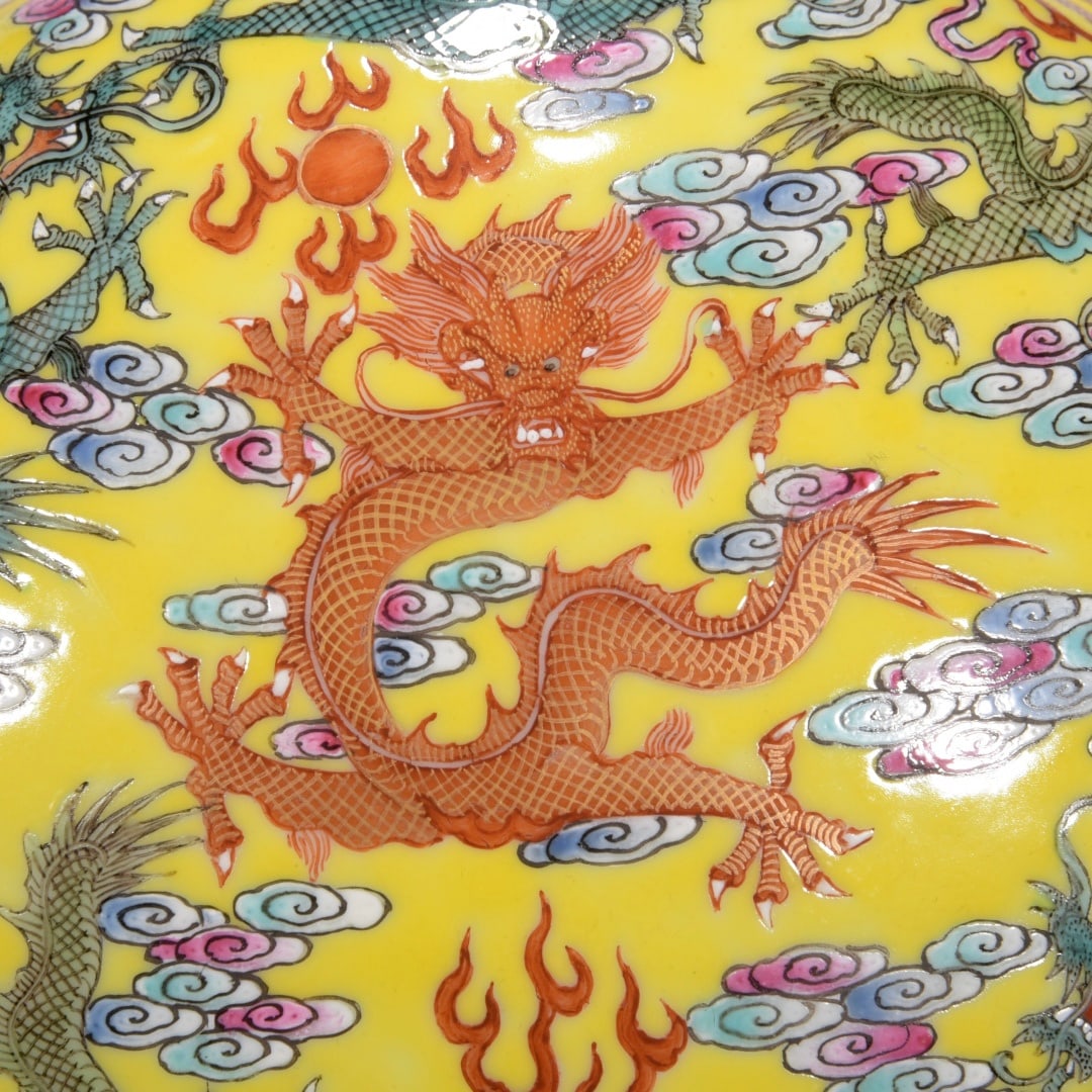 A Exquisite Yellow Glazed Dragon Pattern Vase - 5