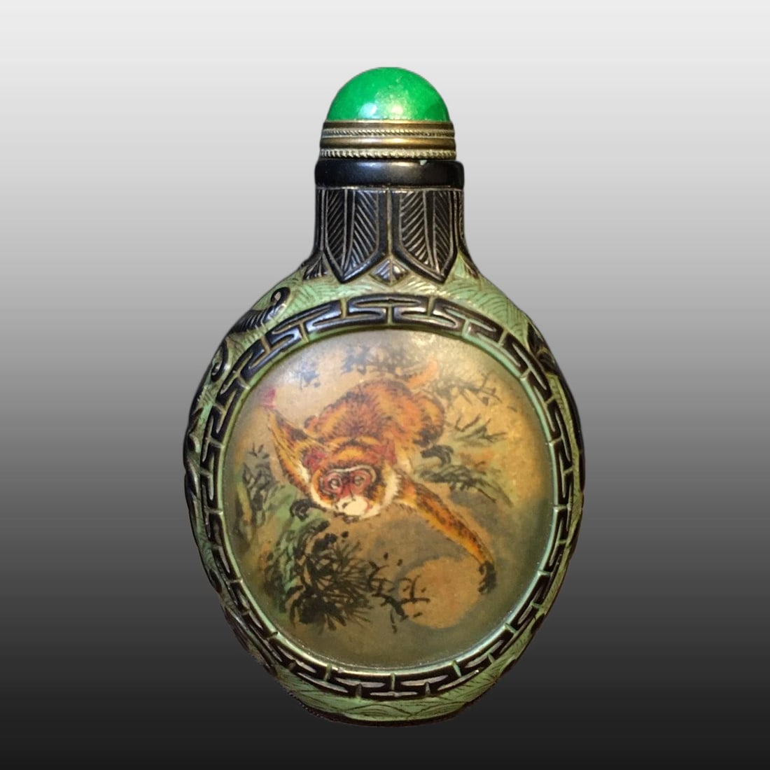 A Exquisite Colored glaze Monkey Pattern Snuff Bottle - 2