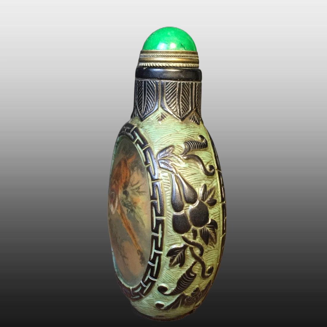 A Exquisite Colored glaze Monkey Pattern Snuff Bottle - 3