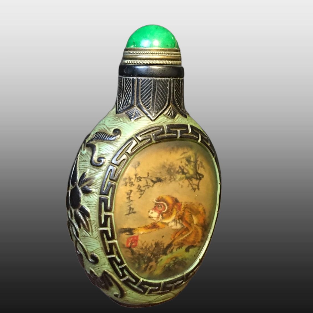 A Exquisite Colored glaze Monkey Pattern Snuff Bottle - 4