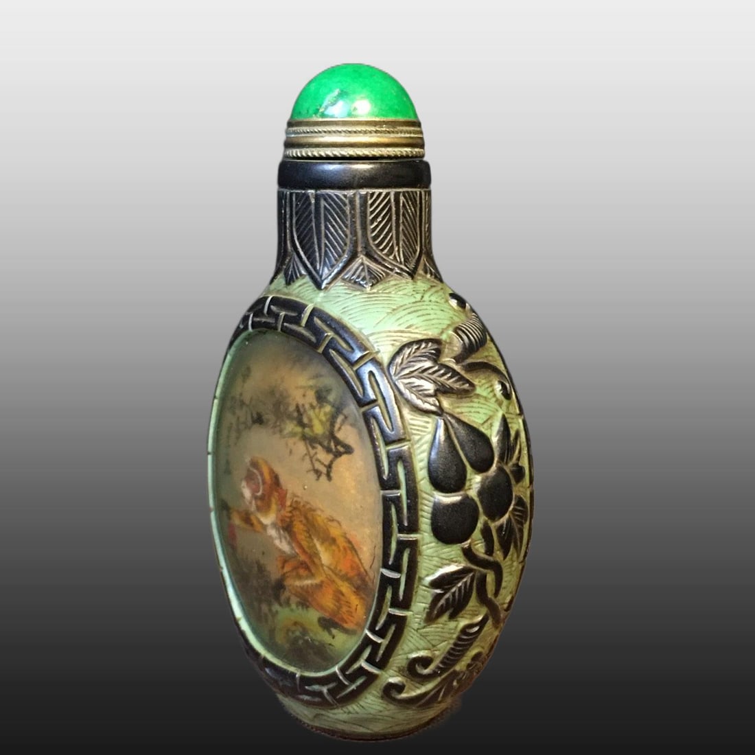 A Exquisite Colored glaze Monkey Pattern Snuff Bottle - 6