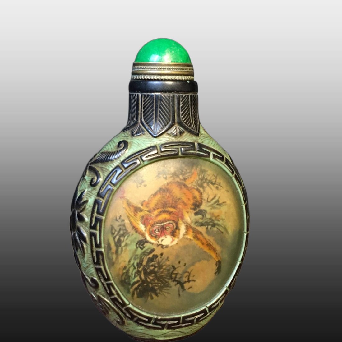 A Exquisite Colored glaze Monkey Pattern Snuff Bottle - 7