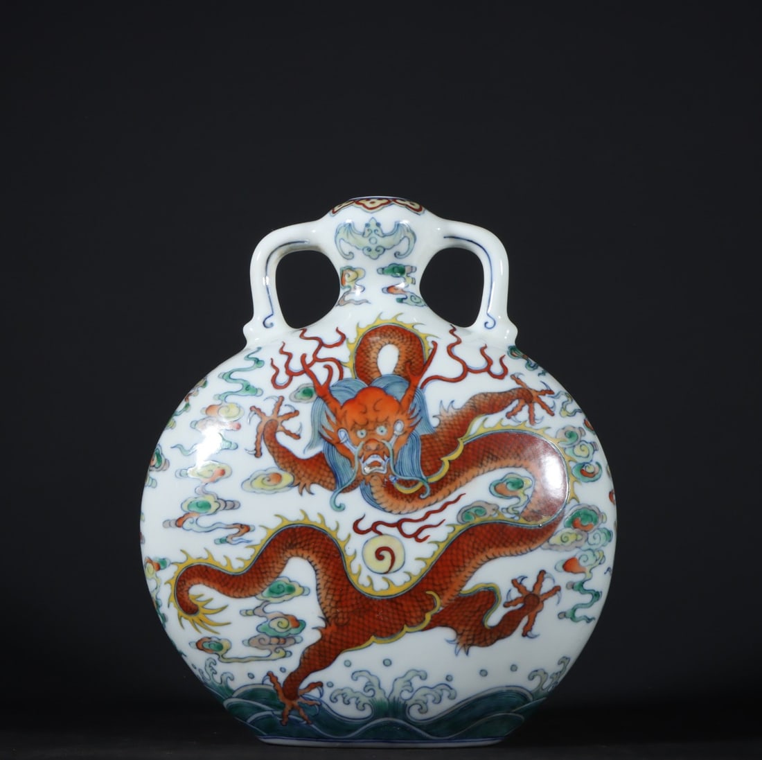 A Exquisite Doucai Seawater Pattern Dragon Pattern Vase: A Exquisite Doucai Seawater Pattern Dragon Pattern Vase,Qing Dynasty, China,Qianlong Six-character Mark,Size:8.3inx7.5in