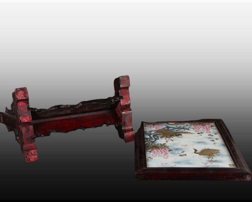 A Exquisite Famille-Rose Crane Pattern Screen - 3