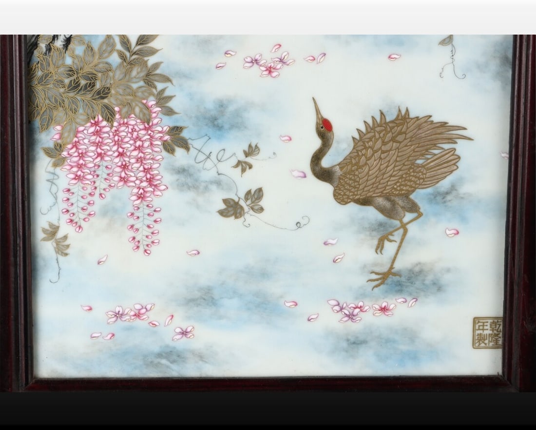 A Exquisite Famille-Rose Crane Pattern Screen - 4