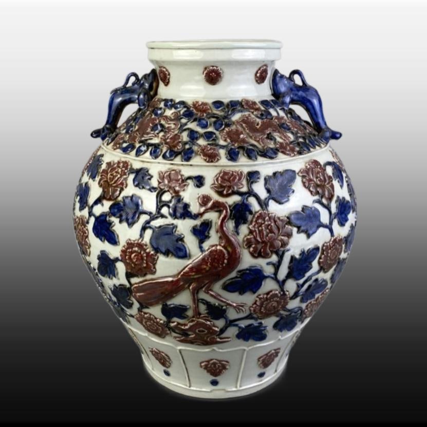 Underglaze-Red Double-Ears Jar - 6