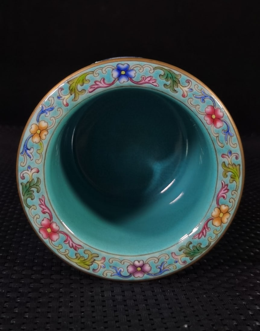 A Exquisite Enamel Hollow Auspicious Cloud Pattern Brush Pot - 4
