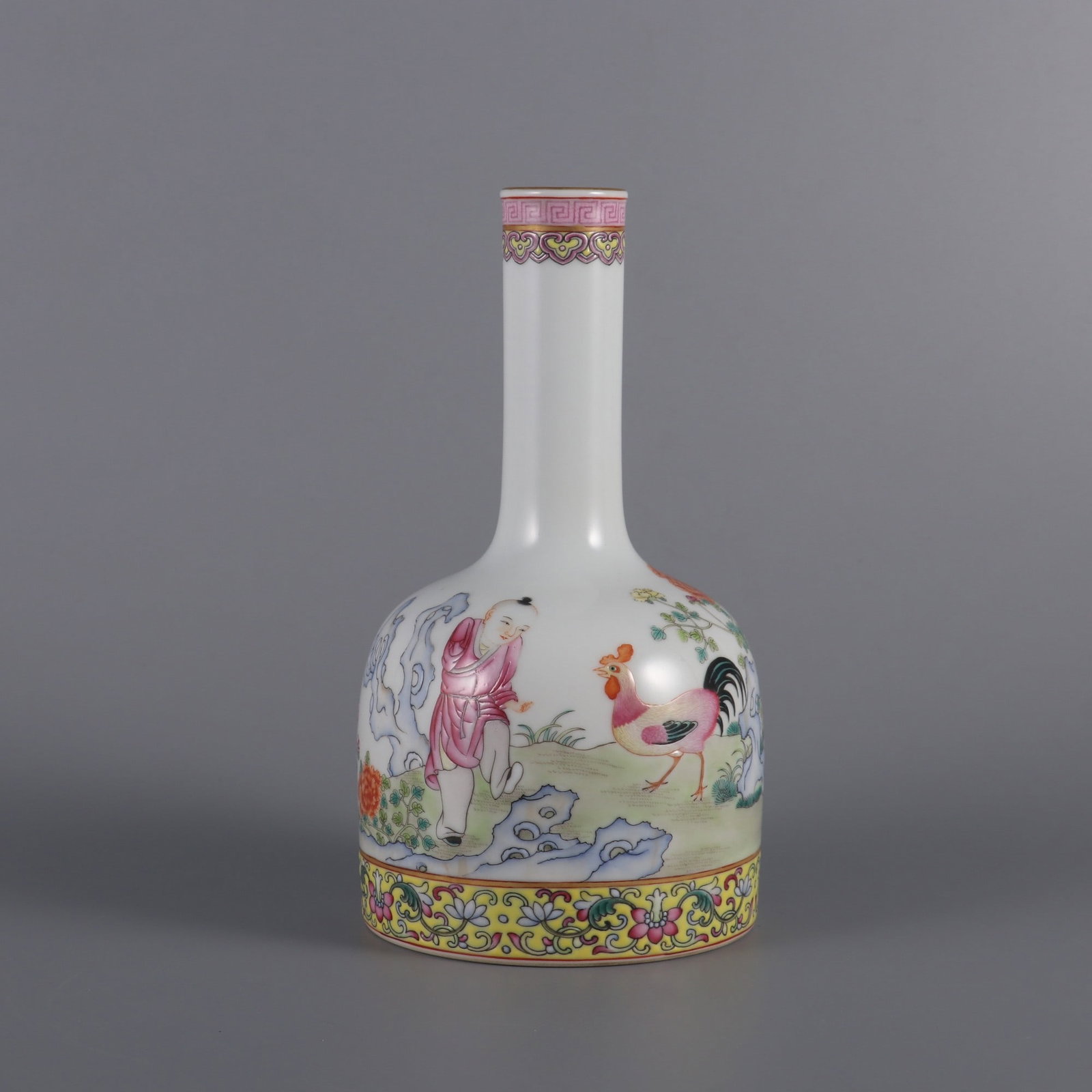 An Exquisite Famille-Rose Character and Story Pattern Lotus Pattern with poem Vase: An Exquisite Famille-Rose Character and Story Pattern Lotus Pattern with poem Vase Qing Dynasty, China Qianlong Six-character Mark