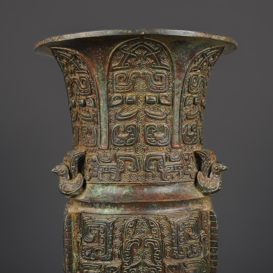 An Exquisite Bronze Beast-Face Pattern Vase - 2