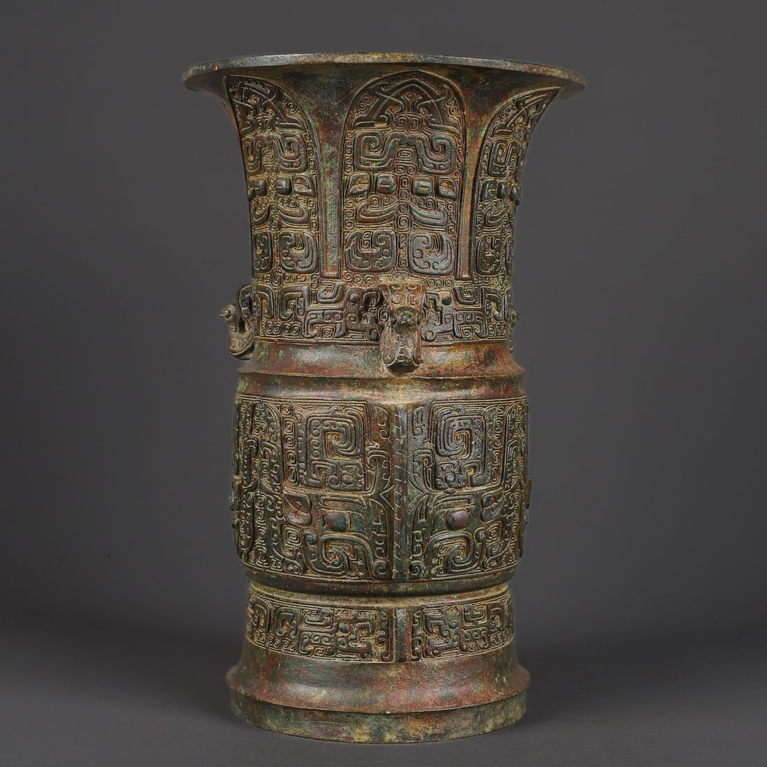 An Exquisite Bronze Beast-Face Pattern Vase - 3