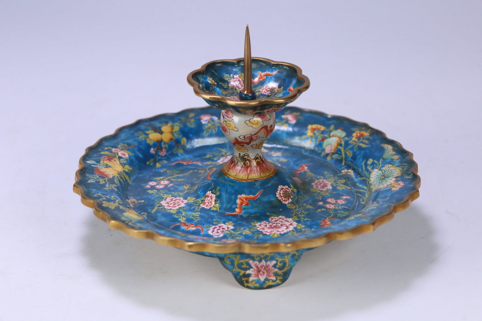 An Exquisite Painted Enamel Bats and Peach Pattern Flower Pattern Candlestick (1 of 9)