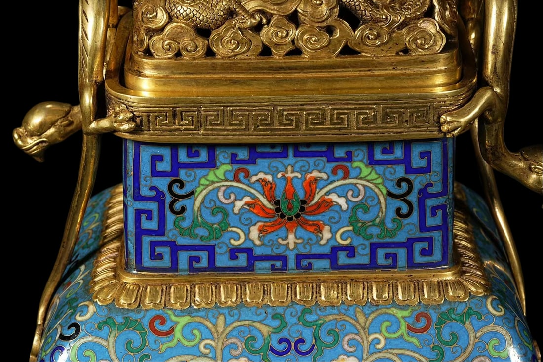 A Exquisite Cloisonne Lotus Pattern Dragon Pattern Censer - 3