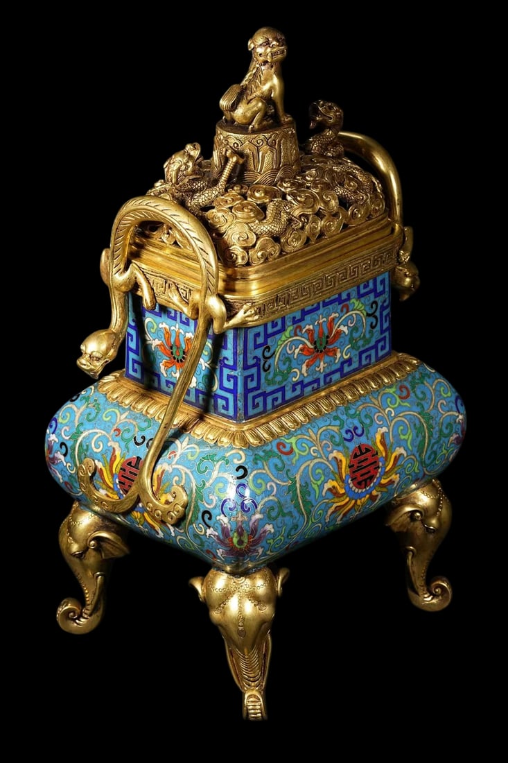 A Exquisite Cloisonne Lotus Pattern Dragon Pattern Censer - 4