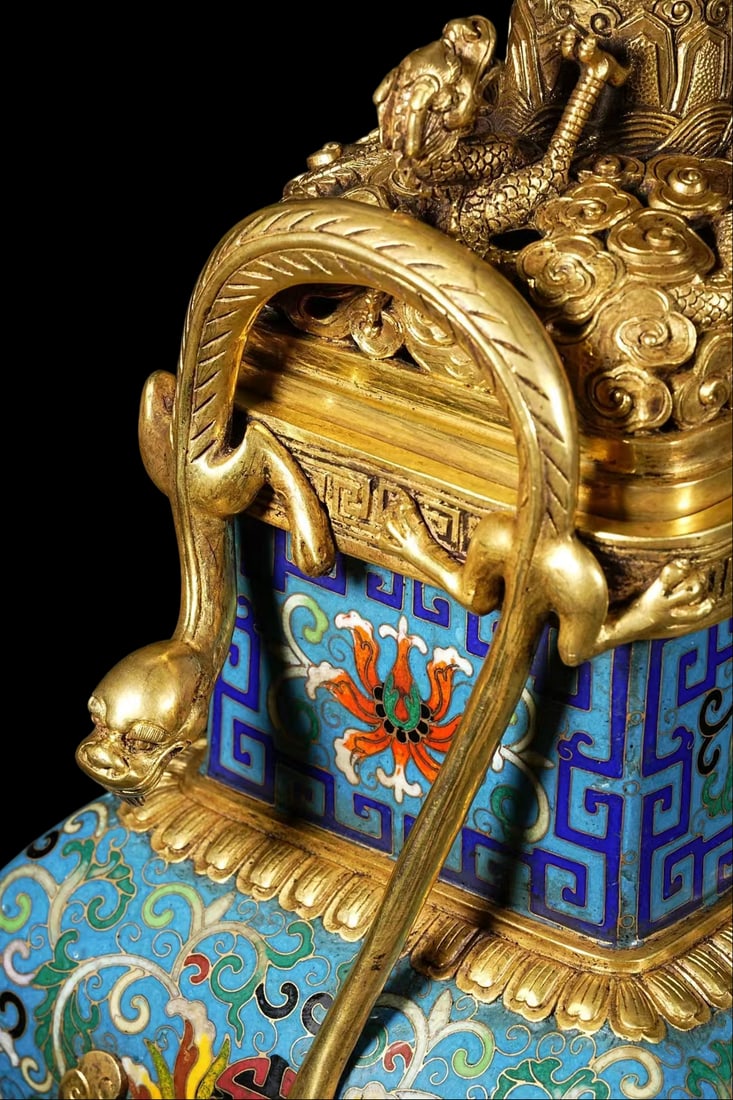 A Exquisite Cloisonne Lotus Pattern Dragon Pattern Censer - 5