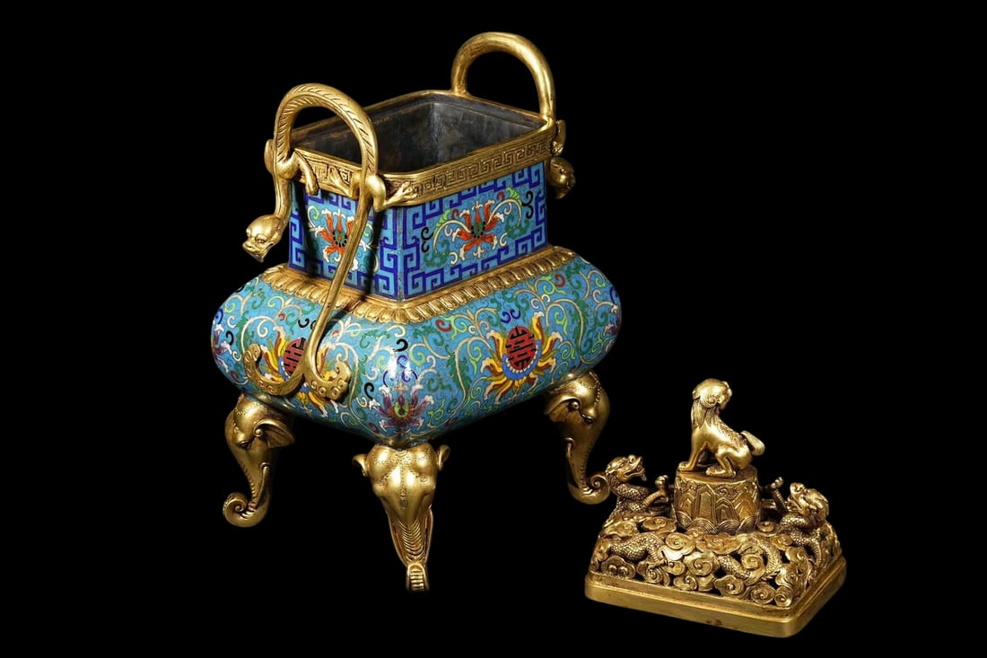 A Exquisite Cloisonne Lotus Pattern Dragon Pattern Censer - 7