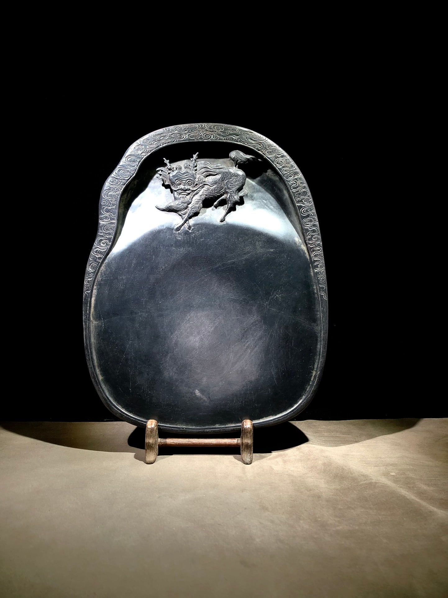 An Exquisite Auspicious Beast Pattern with poem Inkstone (1 of 9)
