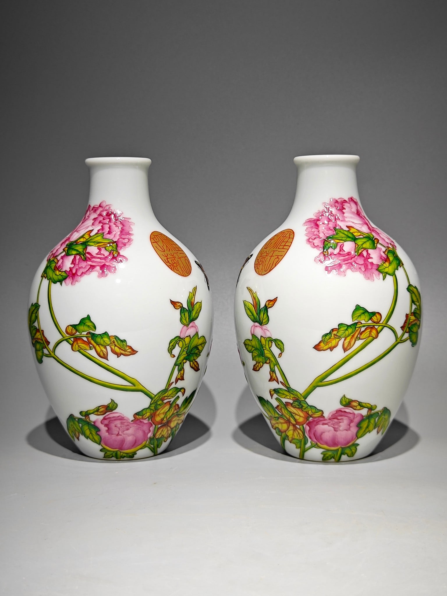 An Exquisite Enamel Flower and Butterfly Pattern with poem Vase: An Exquisite Enamel Flower and Butterfly Pattern with poem Vase Qing Dynasty, China Yongzheng Four-character Mark