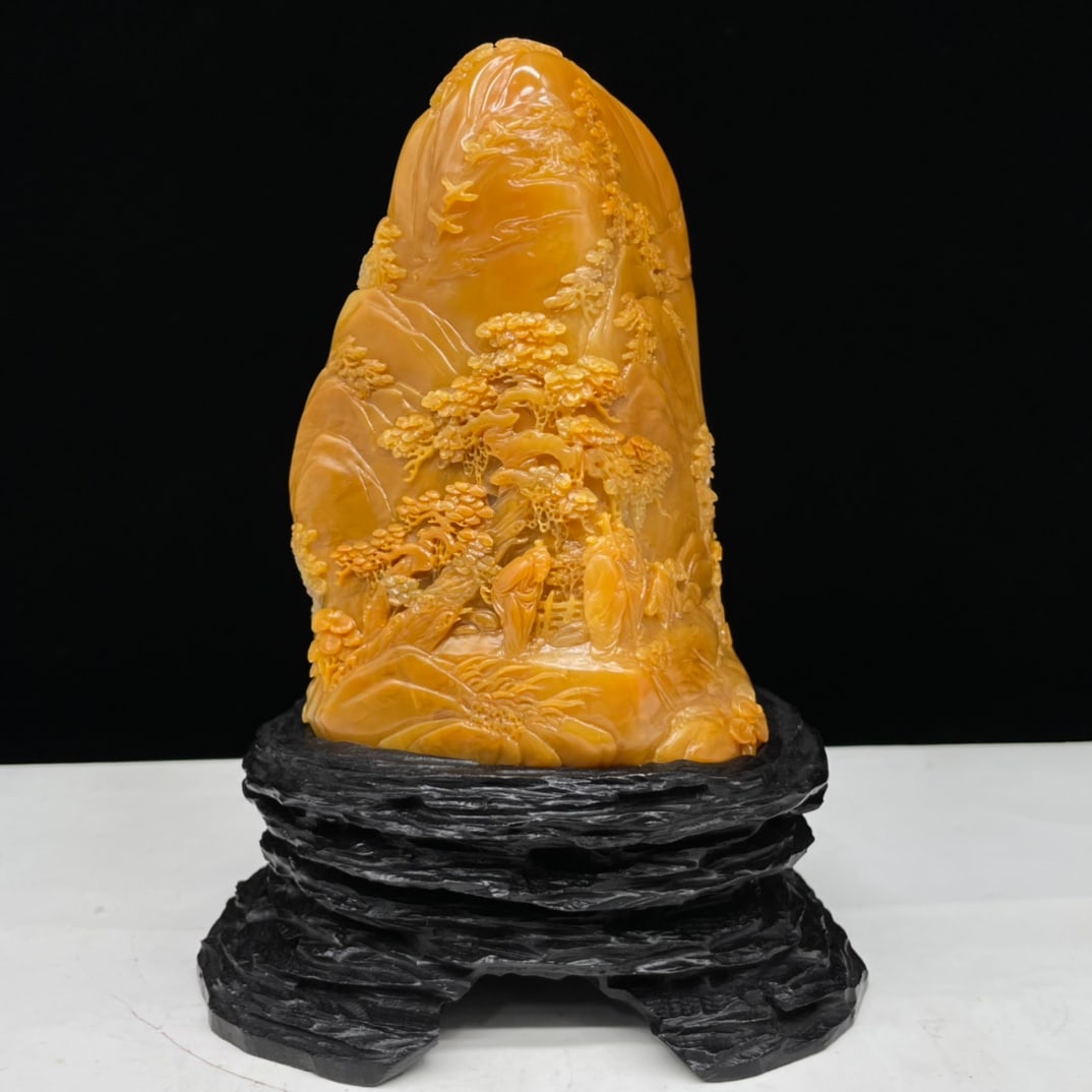 An Exquisite Tianhuang Stone Landscape and Figure Pattern Ornament: An Exquisite Tianhuang Stone Landscape and Figure Pattern Ornament Qing Dynasty, China Size:6.5inx3.9inx3.1in