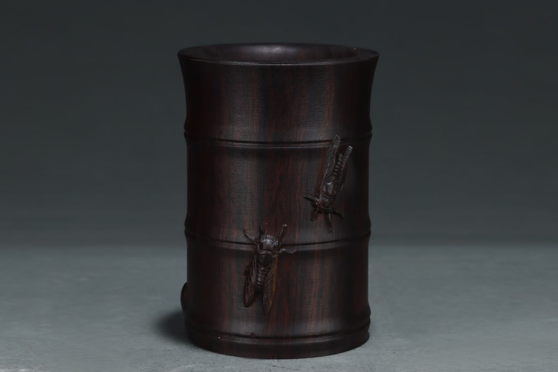 An Exquisite Eaglewood Bamboo Pattern Brush Pot - 6