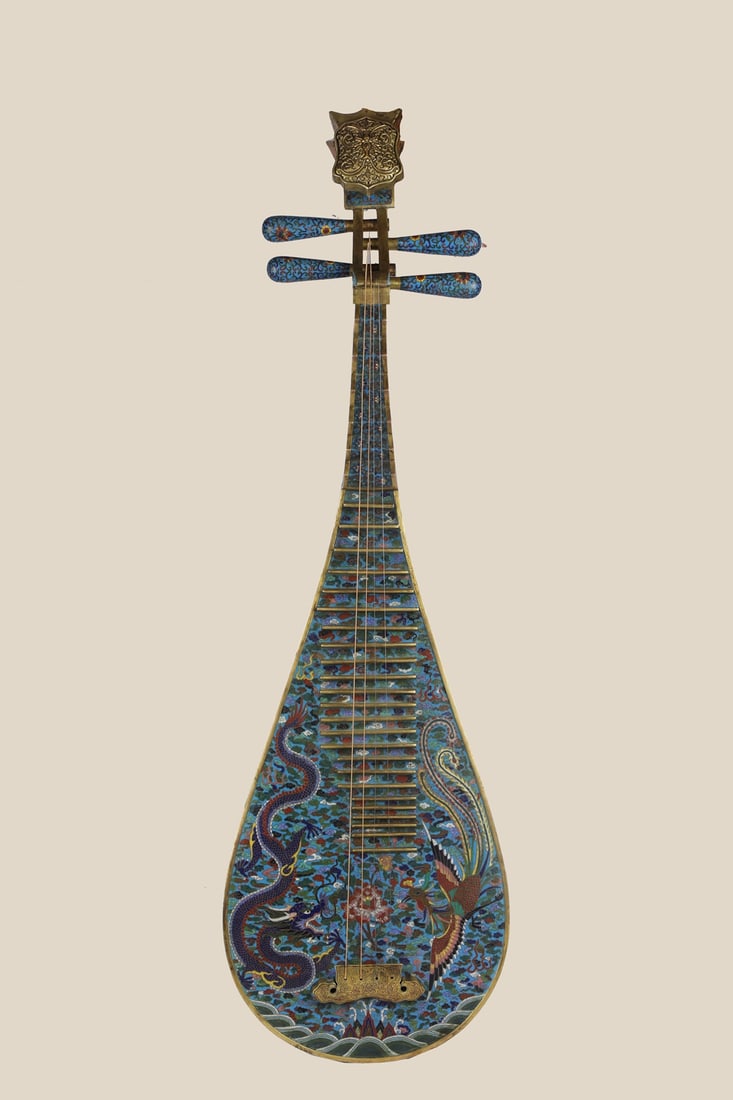 An Exquisite Cloisonne Dragon and Phoenix Pattern Flower Pattern Seawater Pattern Landscape Pattern: An Exquisite Cloisonne Dragon and Phoenix Pattern Flower Pattern Seawater Pattern Landscape Pattern Ornament Qing Dynasty, China Qianlong Four-character Mark Size:41.7inx13in