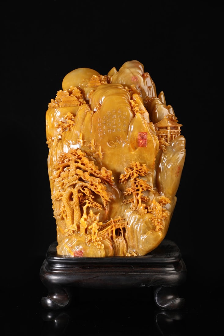 An Exquisite Shoushan Stone Character and Story Pattern Rockery Ornament: An Exquisite Shoushan Stone Character and Story Pattern Rockery Ornament Qing Dynasty, China Size:11.8inx8.7in