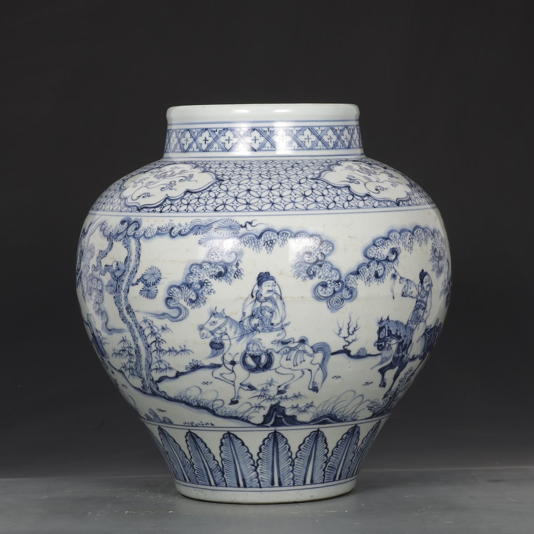 An Exquisite Blue and White Character and Story Pattern Jar: An Exquisite Blue and White Character and Story Pattern Jar Ming Dynasty, China Size:14inx12.4in青花携琴访友图大罐