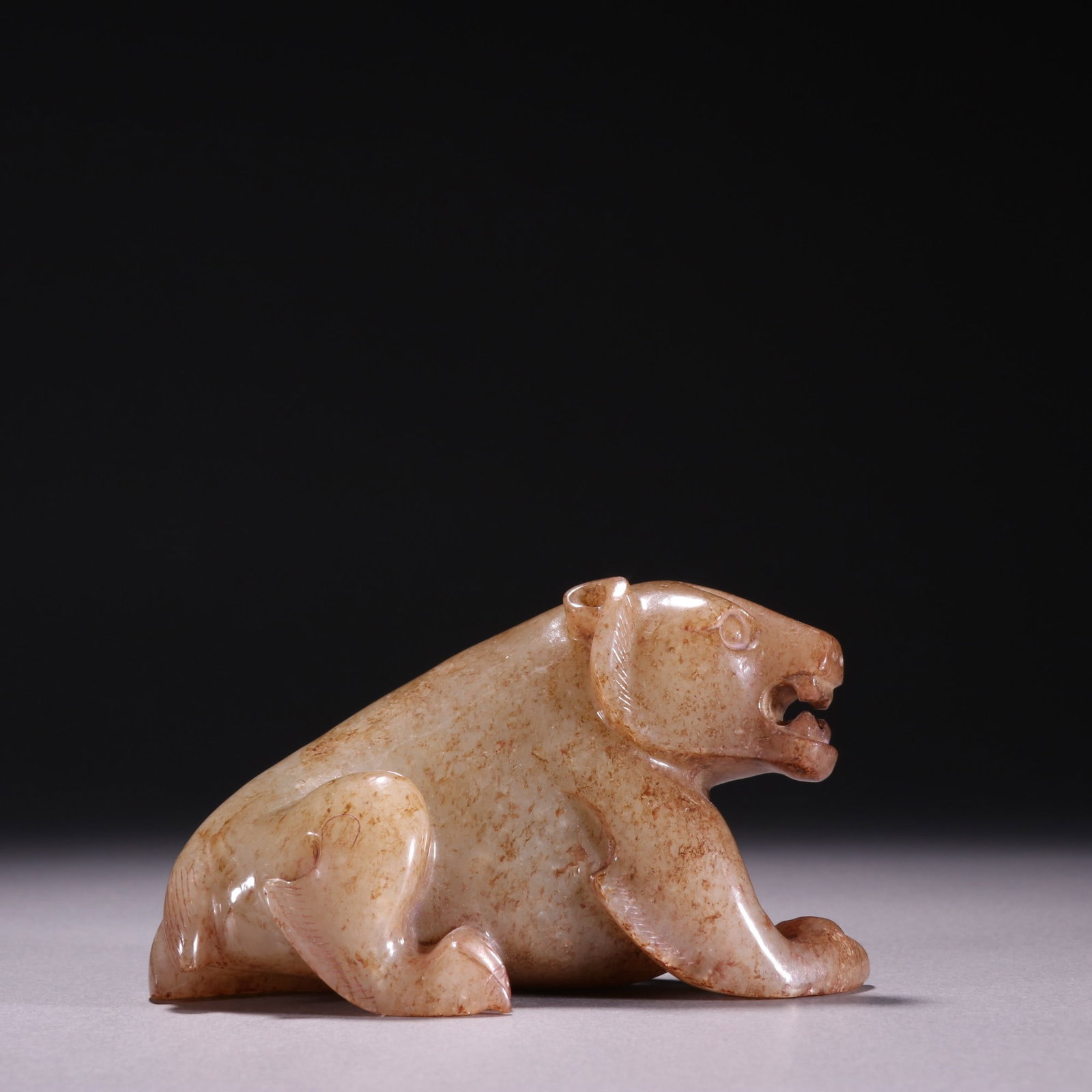 An Exquisite White Jade Bear Ornament: An Exquisite White Jade Bear Ornament Han Dynasty, China Size:2.2inx3.6in Weight:273g白玉玉熊雕件 中国汉代 Size:5.7cmx9.2cm Weight:273g