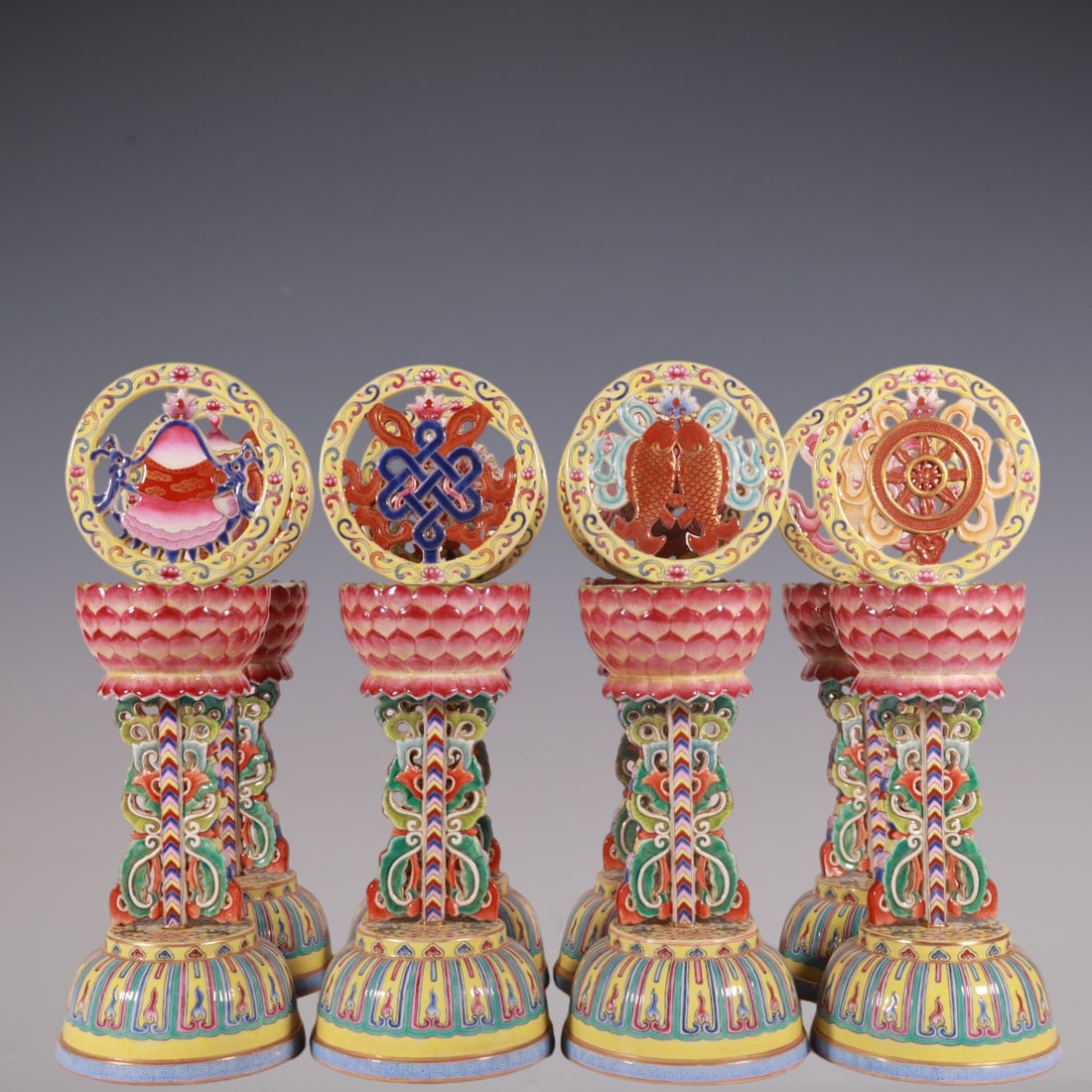 A Set of Fine Enamel Eight Treasures Pattern Ornament: A Set of Fine Enamel Eight Treasures Pattern Ornament Qing Dynasty, China Qianlong Four-character Mark